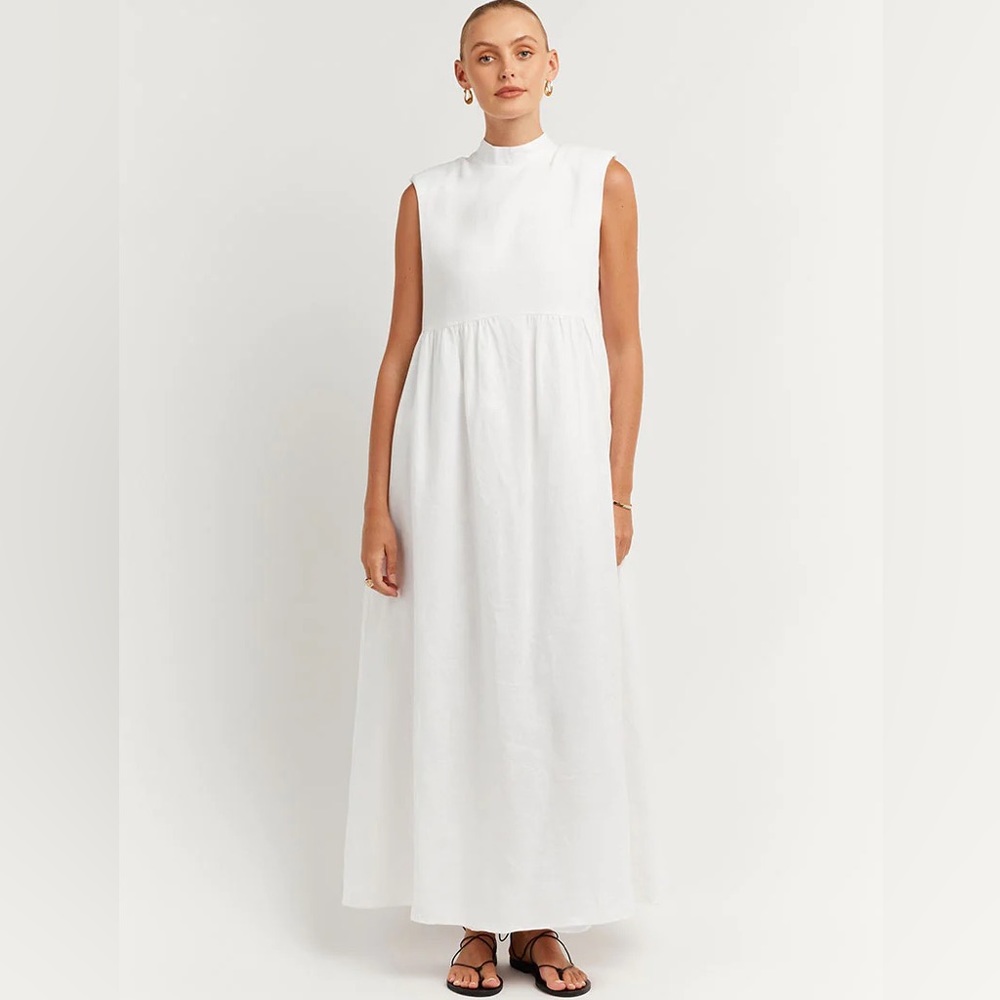Dissh Dorit white linen midi dress